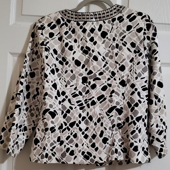 A. GIANNETI Jacket, Mosaic print with Sequined trim.  Size M - Picture 2 of 9